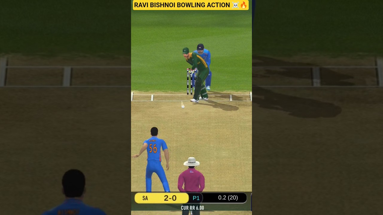 RAVI BISHNOI BOWLING ACTION 🔥☠️ REAL CRICKET SWIPE #cricket #ipl #trending #realcricket22