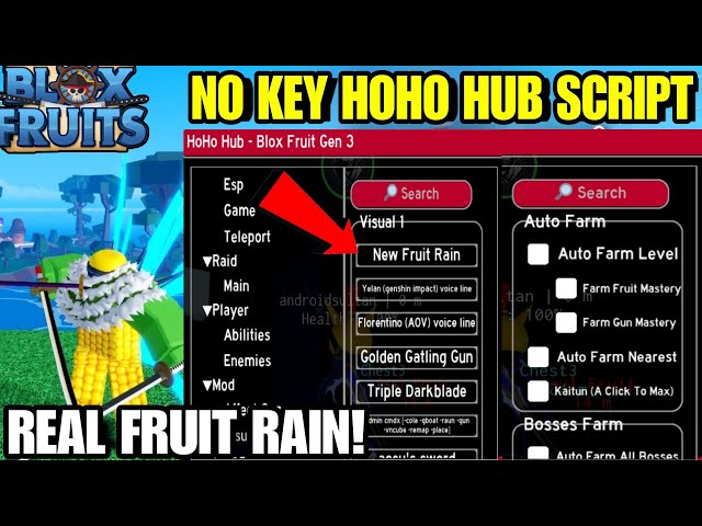 Blox Fruit Script Update 20 No Key AUTO FARM & FRUIT RAIN ! HOHO