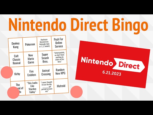 June 2023 Nintendo Direct Bingo Card