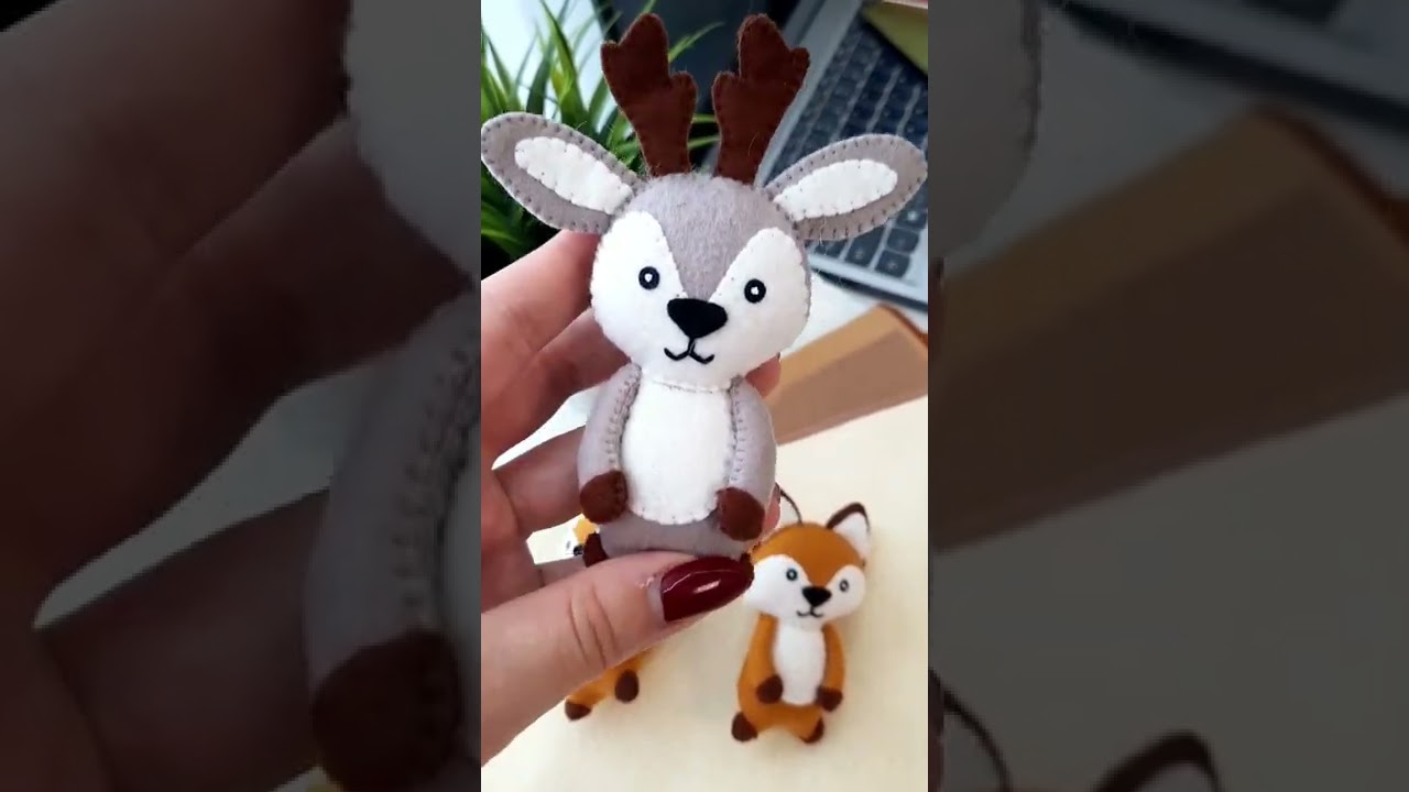 Woodland felt toys rabbit pattern, sewing bunny hare ornament DIY PDF pattern