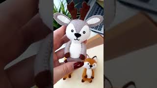 Woodland felt toys rabbit pattern, sewing bunny hare ornament DIY PDF pattern