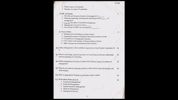 Principles of Management Paper BCA F.Y. (Sem - II) Examination April/May - 2024 #bca #bamu #paper