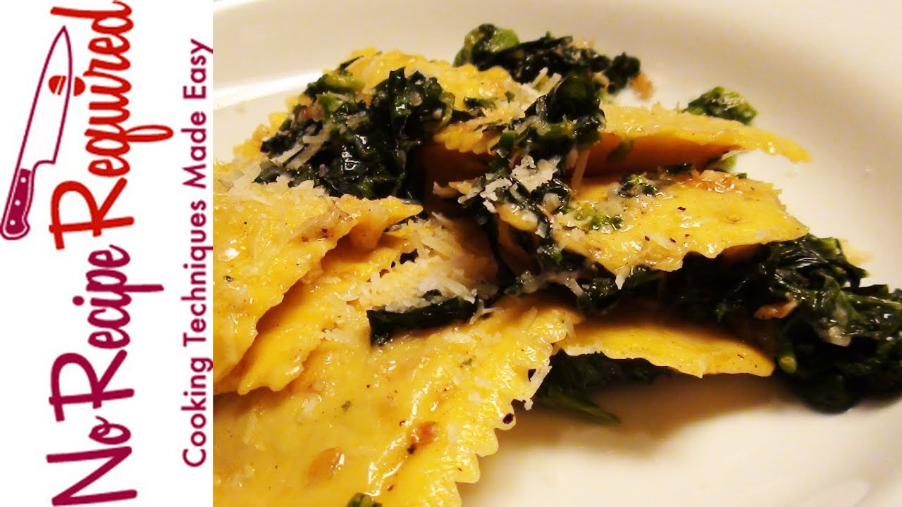 Pumpkin Ravioli with Broccoli Rabe - NoRecipeRequired.com - YouTube