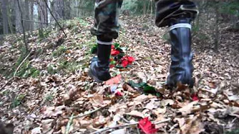stepping on Christmas flowers in shellys