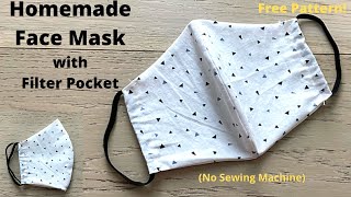 MAKE FABRIC FACE MASK AT HOME | DIY Face Mask with Filter Pocket | Easy Sew Mask with Free Pattern!
