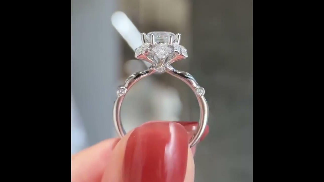 Snowflake Engagement Moissanite Ring