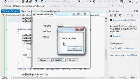 Memento Design Pattern using C#