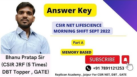 Answer key CSIR NET LIFESCIENCE SEPT 2022 PART A Morning# MEMORY BASED QUESTIONS #csirnetlifescience