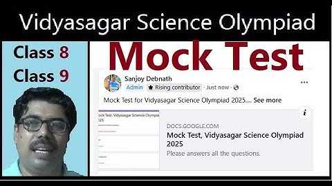 #VSO160, MOCK TEST, Online, Layer 1, Vidyasagar Science Olympiad 2025,