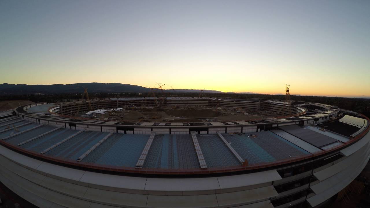 Apple Campus 2 June 21 2016 build progress aerial view 4k Video 1