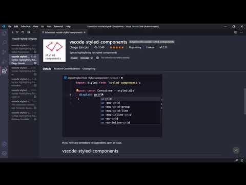 VsCode - [Extensão vscode-styled-components], Completando o CSS, dentro de um arquivo .js  (#190)