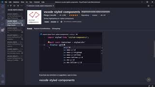 VsCode - [Extensão vscode-styled-components], Completando o CSS, dentro de um arquivo .js  (#190)