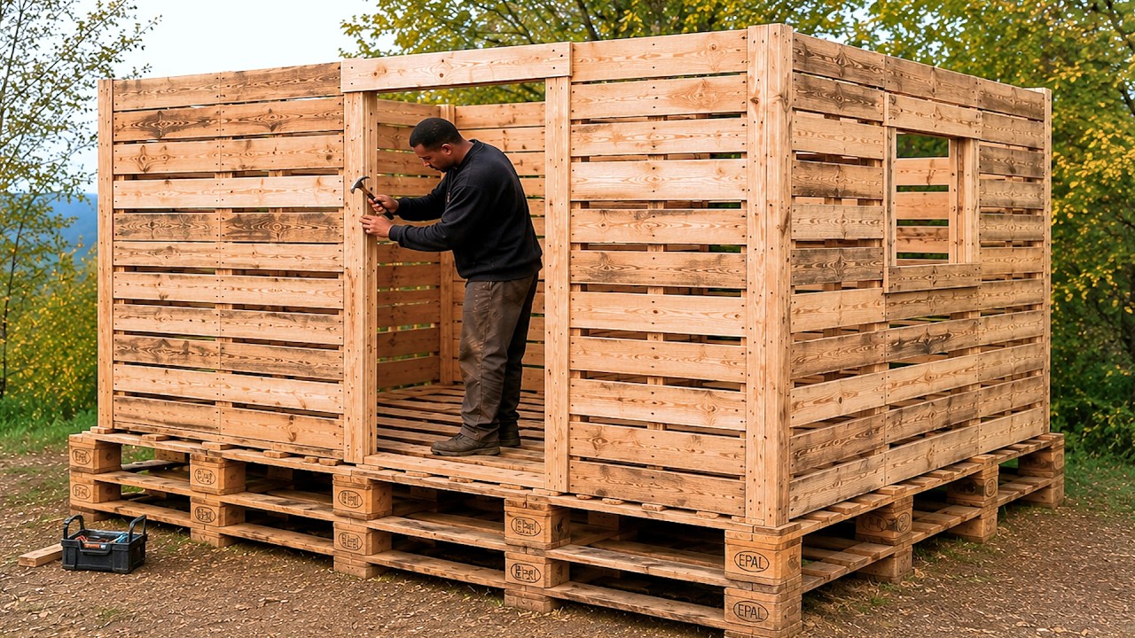 free pallet forest cabin build with reclaimed wood