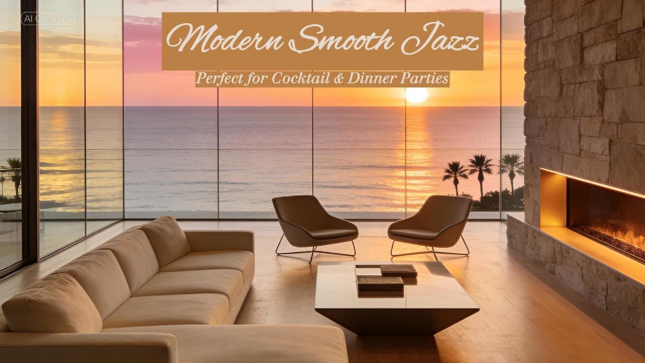 Modern Smooth Jazz | Background Music for Cocktail & Dinner Parties | Luxury Ocean Sunset