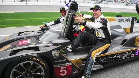 The No. 5 Sampling Cadillac DPi celebrates their Rolex 24 victory