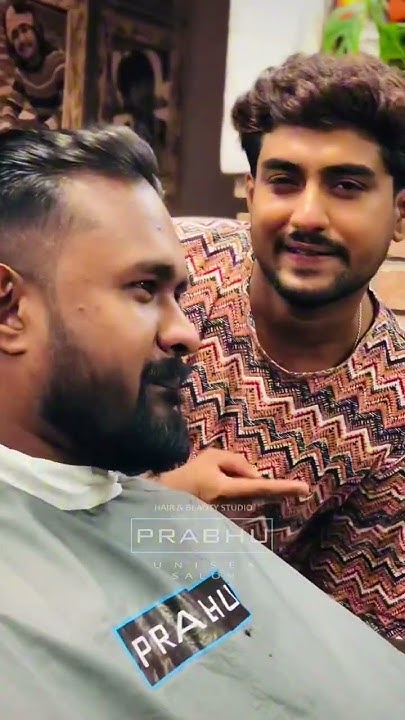 ප්‍රභූ එක්ක හැඩ වුනු දැවැන්තයා🌄🤩#haircut #funny #travel # ...