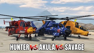 GTA 5 ONLINE - WHICH IS BEST ATTACK HELICOPTER? (HUNTER VS AKULA VS SAVAGE)