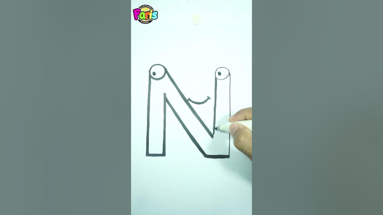 Menggambar dan Mewarnai Huruf N how to Draw letter N ABCD drawing