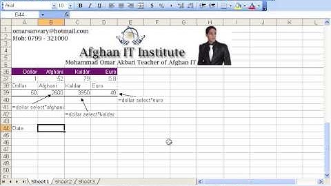 MS Excel 2003 Part 32) Functions in Dari / Farsi Omar Akbari