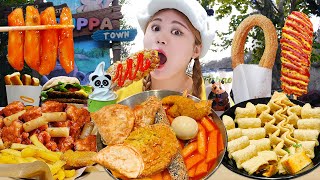 MUKBANG FRIED CHICKEN TTEOKBOKKI 하이유의 에버랜드 놀이공원 먹방! 햄버거 떡볶이 츄러스 먹방 Amusement park EATING HIU 하이유