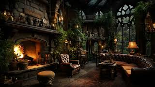 Castle Room Vibe with Relaxing Fireplace, Gentle Rain  Sleep Until Morning Goodbye Stress, Fatigue