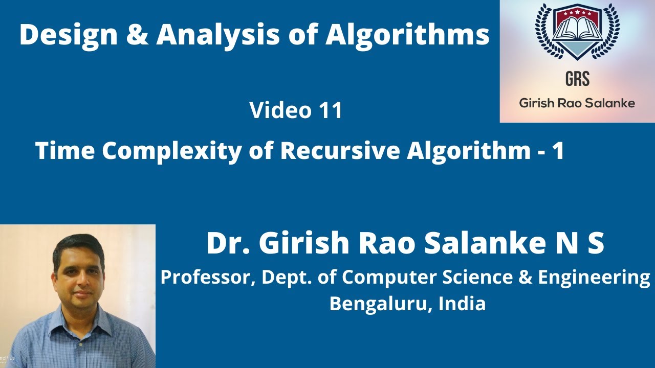 11 Time Complexity of Recursive Algorithm - YouTube