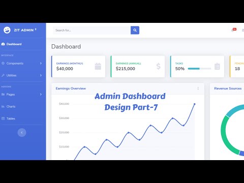 Web Design Beginners Tutorial 2020 Bangla Admin Dashboard Template Design by bootstrap 4 Part 7