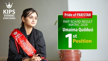 Pride of Pakistan | Umaima Quddusi | 1st Position Rawalpindi Board Matric Result 2020 | KIPS