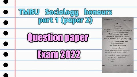 TMBU B.A part 1 Sociology honours (paper 2) | Exam 2022| Session 2021-24| #tmbu #sociologyhonours