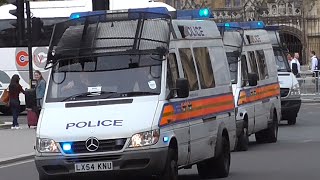 Multiple Metropolitan Police Public Order Vans Responding during protests
