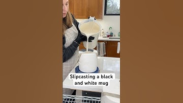 Slipcasting using layers for a contrasting design. #ceramic #pottery #handmademug #modernceramics