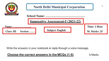 Class 3 English Paper Solution summative assessment  @KNOWLEDGEKINGDOMsolutionSolution MCD paper English