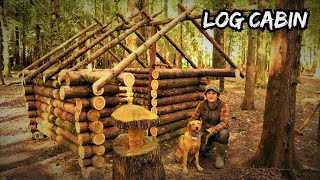 Building an Off Grid Log Cabin in a Woodland  Bushcraft Survival Project Wilderness Shelter ep2.