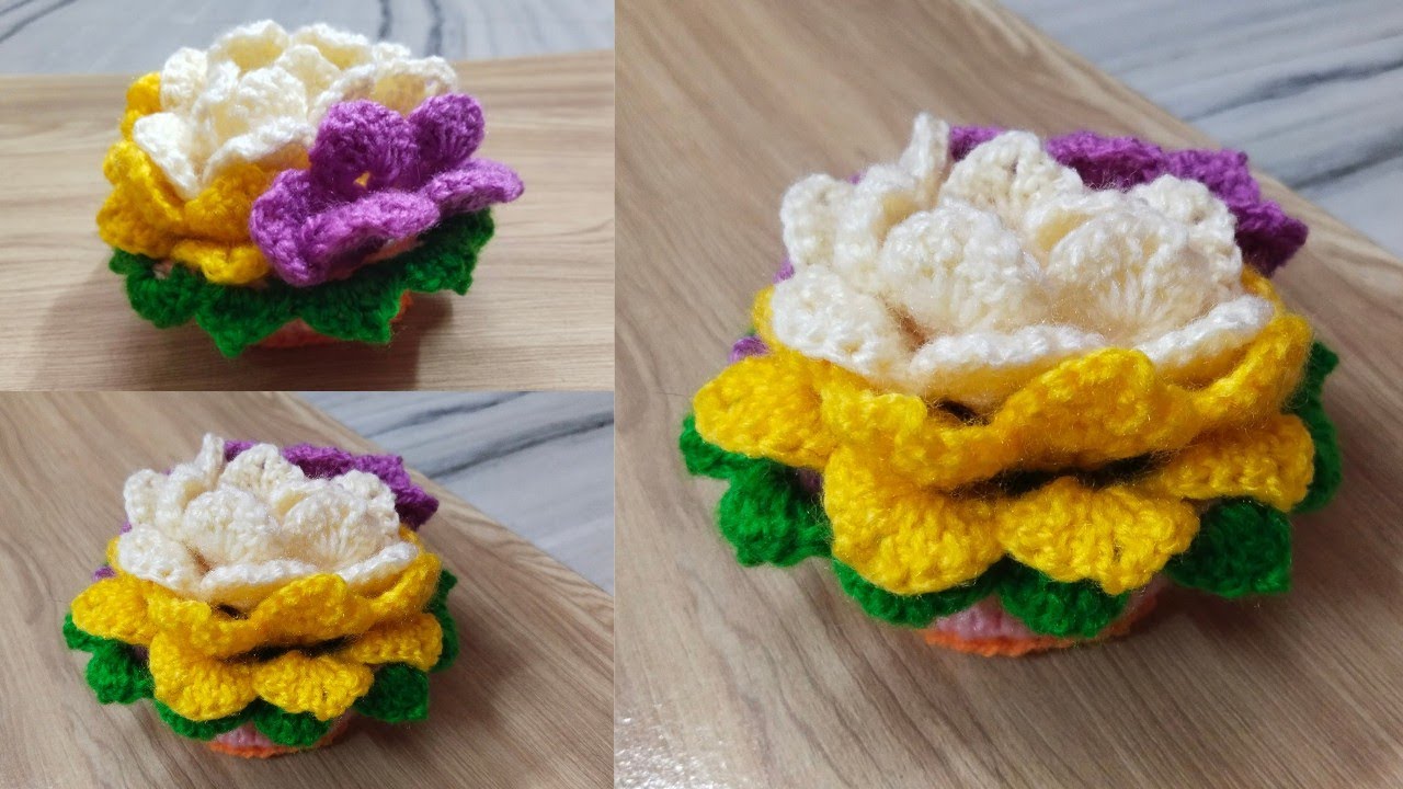 Crochet Coaster Crochet Pot and Leaves Coaster How to Crochet a Coaster crochet flower