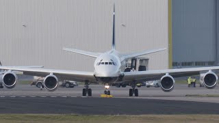 Classic airplane Douglas DC-8 taxi and departure