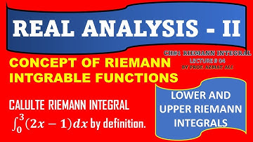 LEC # 4||CONCEPT OF RIEMANN INTEGRABLE FUNCTIONS||LOWER AND UPPER RIEMANN INTEGRAL, REAL ANALYSIS-II