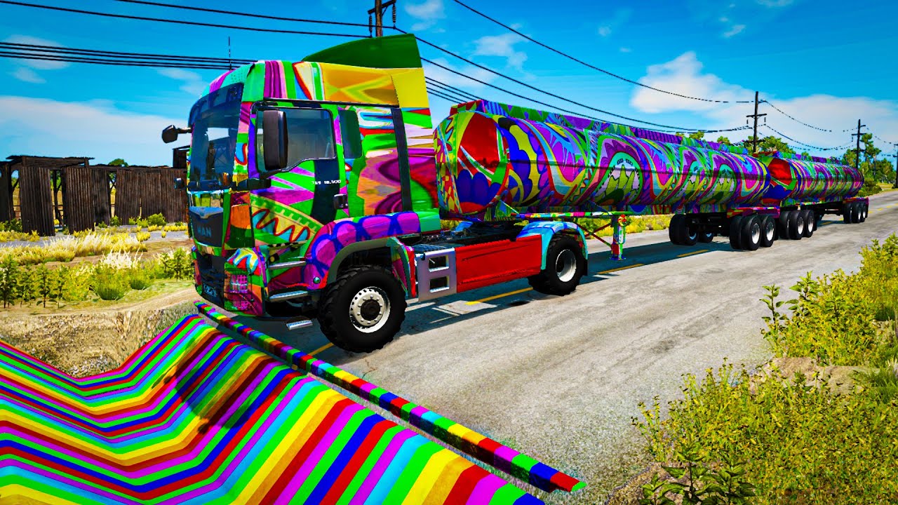 Trucks vs Upside Down Speed Bumps | BeamNG.DRIVE