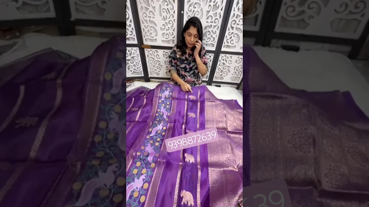 Beautiful handloom mushro  sarees/MahilaCollections /9398872639/ grand Pochampally design Border #yt