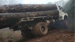 Extremely dangerous logging truck operating skills | Wood Truck