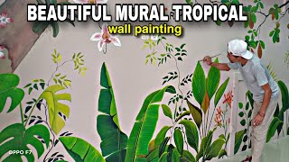 Wall painting design  Tropical leaves  Beautiful Tropical tree