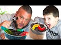 Caleb & Daddy MAKE MUD PIES with PUDDING! Caleb Cooks JELLO DIRT CUPS WITH GUMMY WORMS!