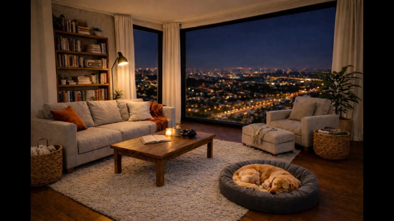 Lofi Hip Hop for Reading & Sleep 🐶 Cozy Apartment Night Vibes