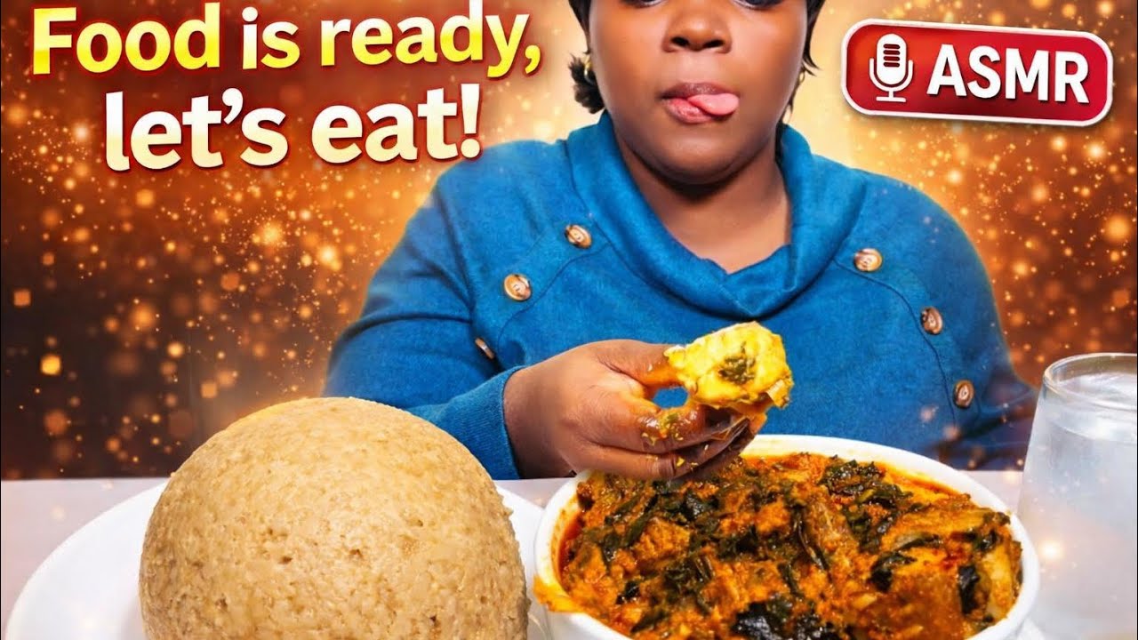 ASMR Eating Oatmeal Swallow with Egusi Soup Mukbang  