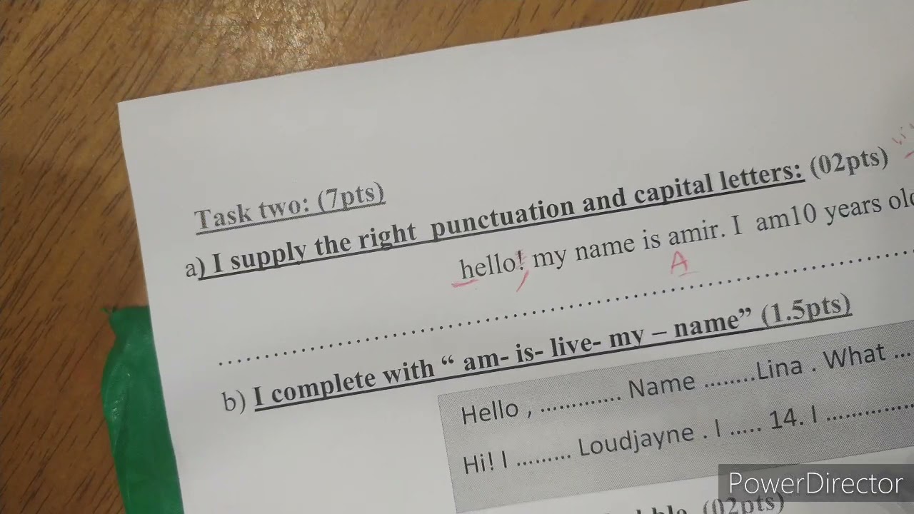 الفرض الاول الفصل الاول الإنجليزية الاولى متوسط