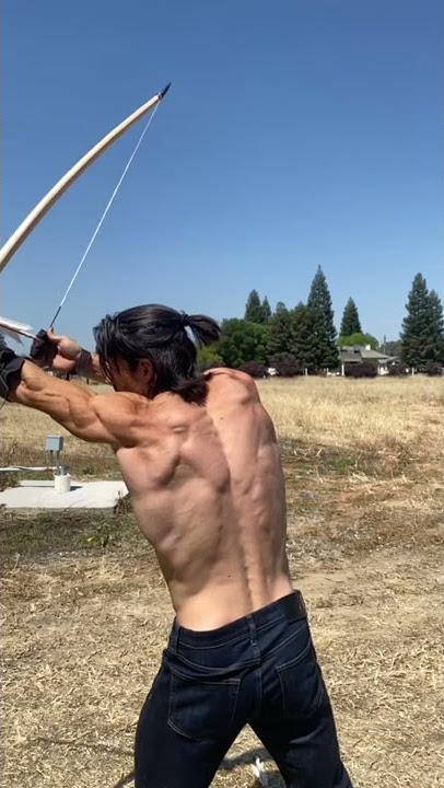 Strain of pulling back the 155# bow. #archery #witcher #nerd #fitness #muscle #fantasy
