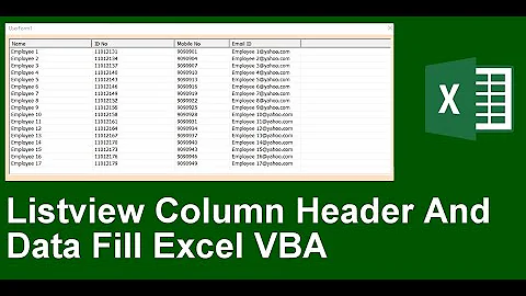 Listview Column Header And Data fill Excel VBA