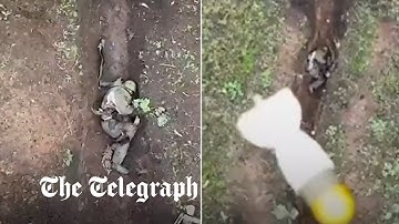 Moment Russian soldier catches and throws away Ukrainian 