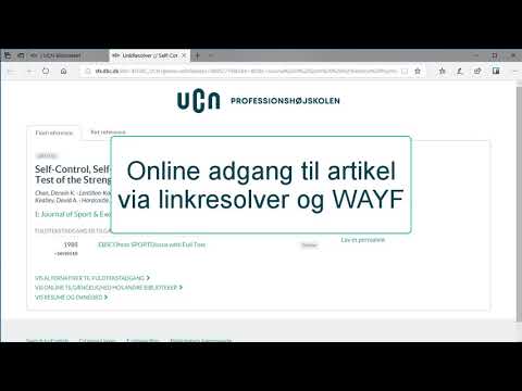 Online adgang til artikel via linkresolver og WAYF login