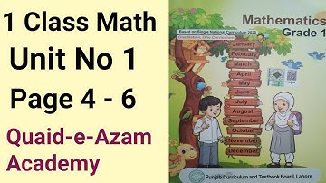 Unit No 1 One Class Math New Book| Page 4 - 6 | Quaid-e-Azam Academy