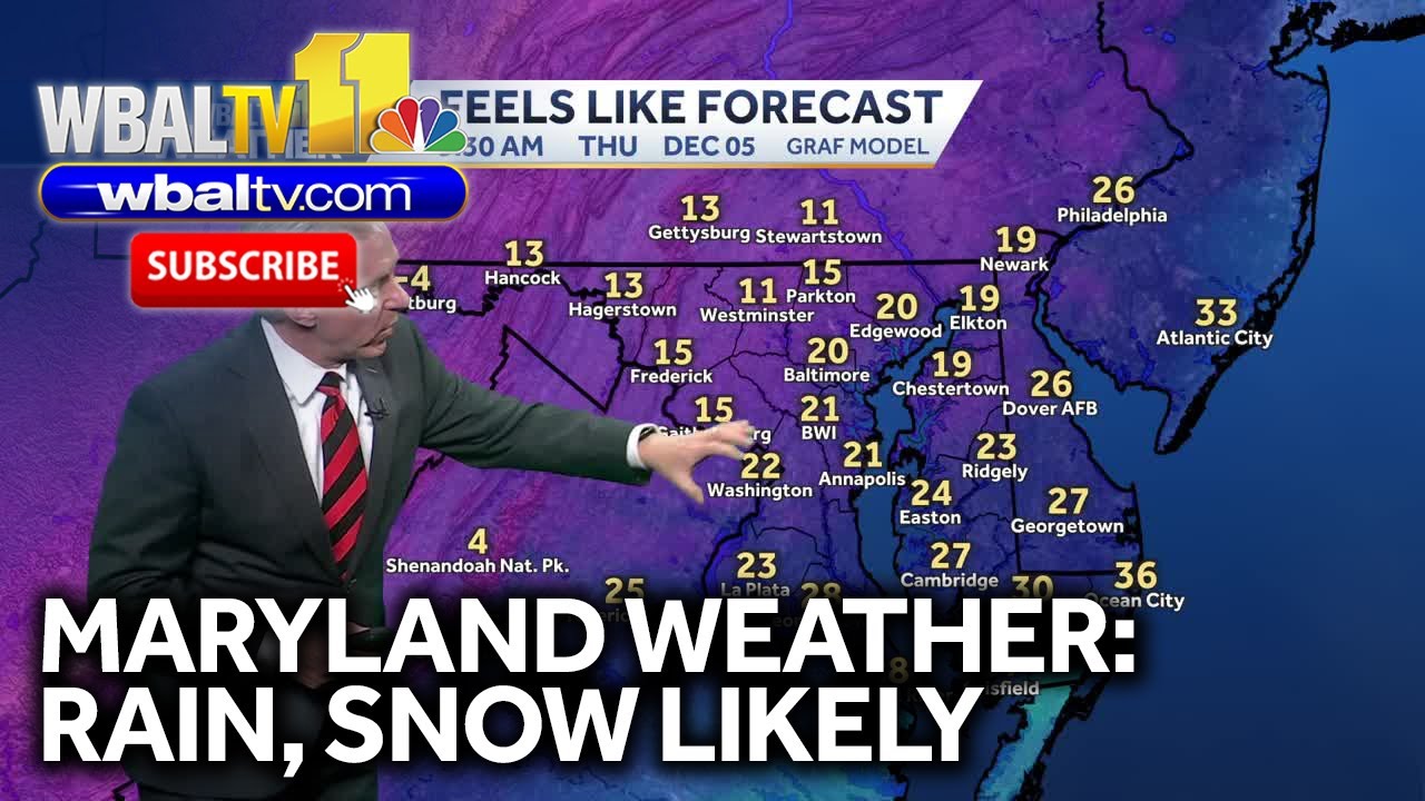 Temperatures dip Thursday with morning rain and snow showers - YouTube